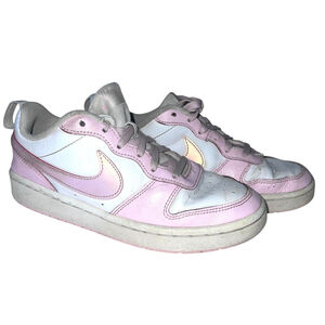 Nike Court Borough Low 2 Kids Youth Size 4.5 White Pink Leather